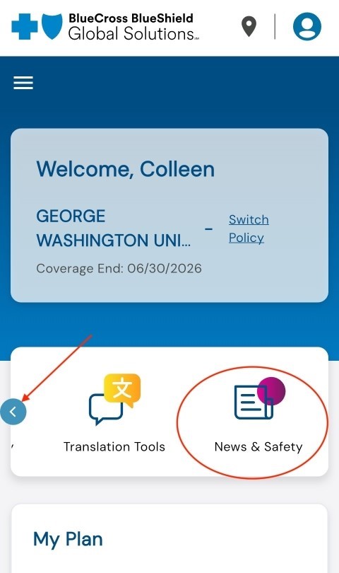 BCBS Global Solutions app News and Safety screenshot