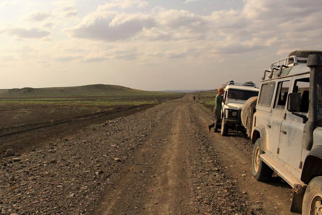 Jeep on road in Kenya