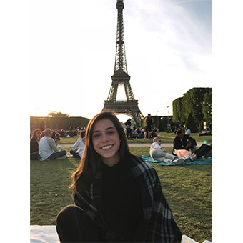 Margot Lebourgeois in front of Eiffel Tower